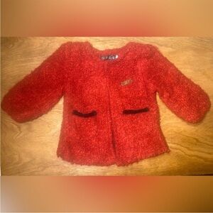 🇰🇷 NWT MIAOLIAN Korean Boutique Brand Red Boucle Girls Jacket
